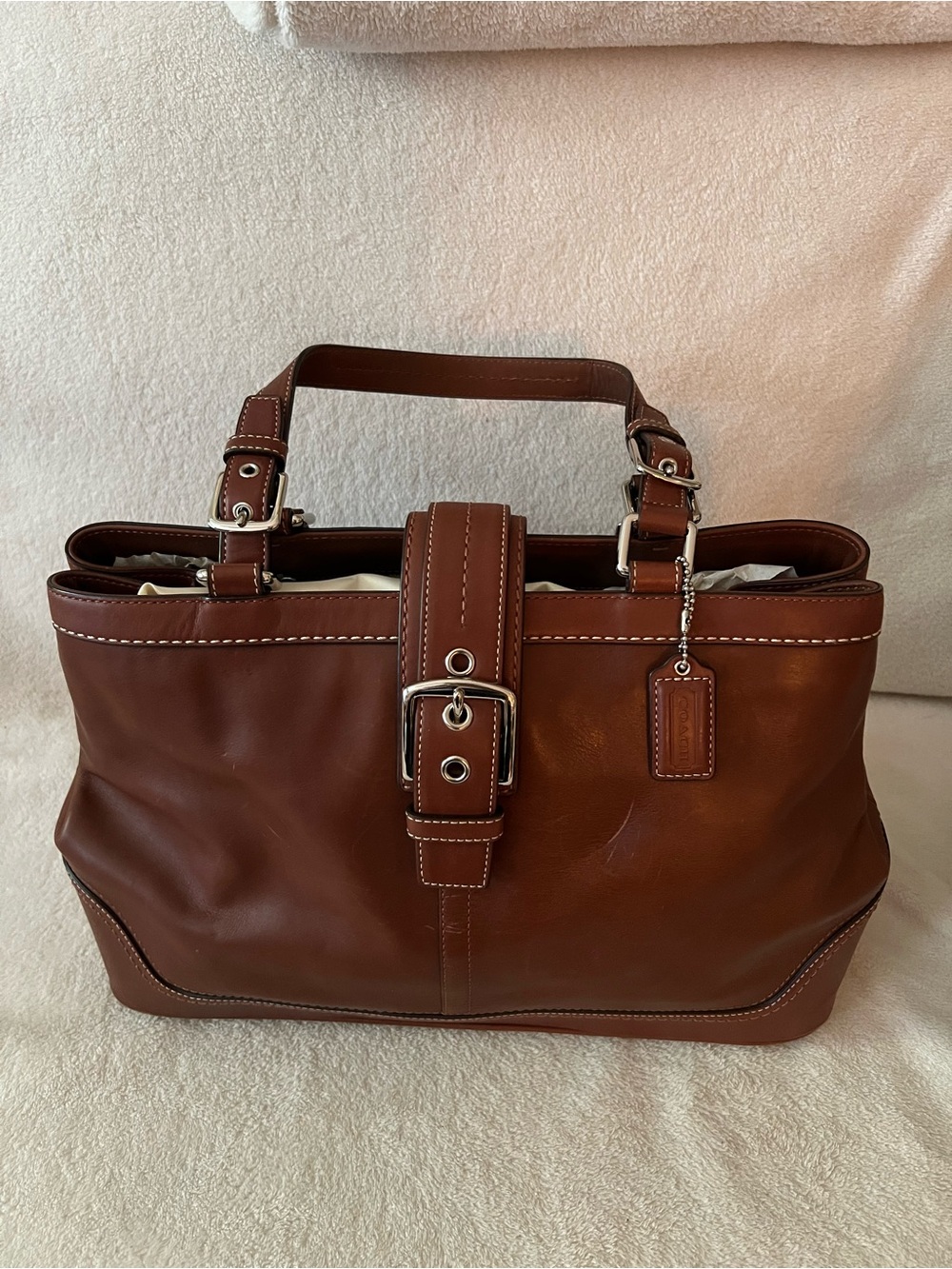Classic Coach Brown Leather Tote Bag EUC